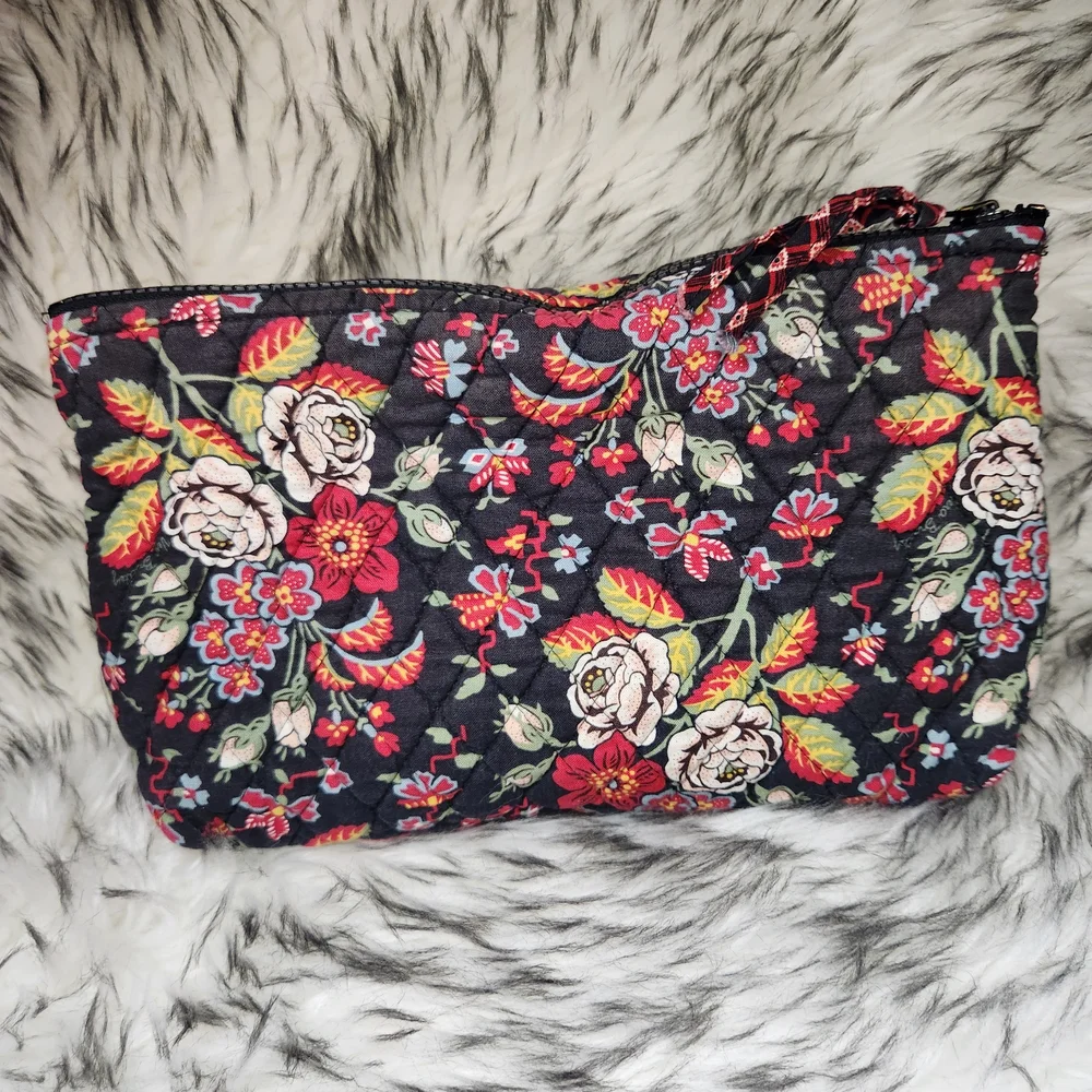 Vera Bradley Black and Red Floral Cosmetic Bag - Picture 2 of 7